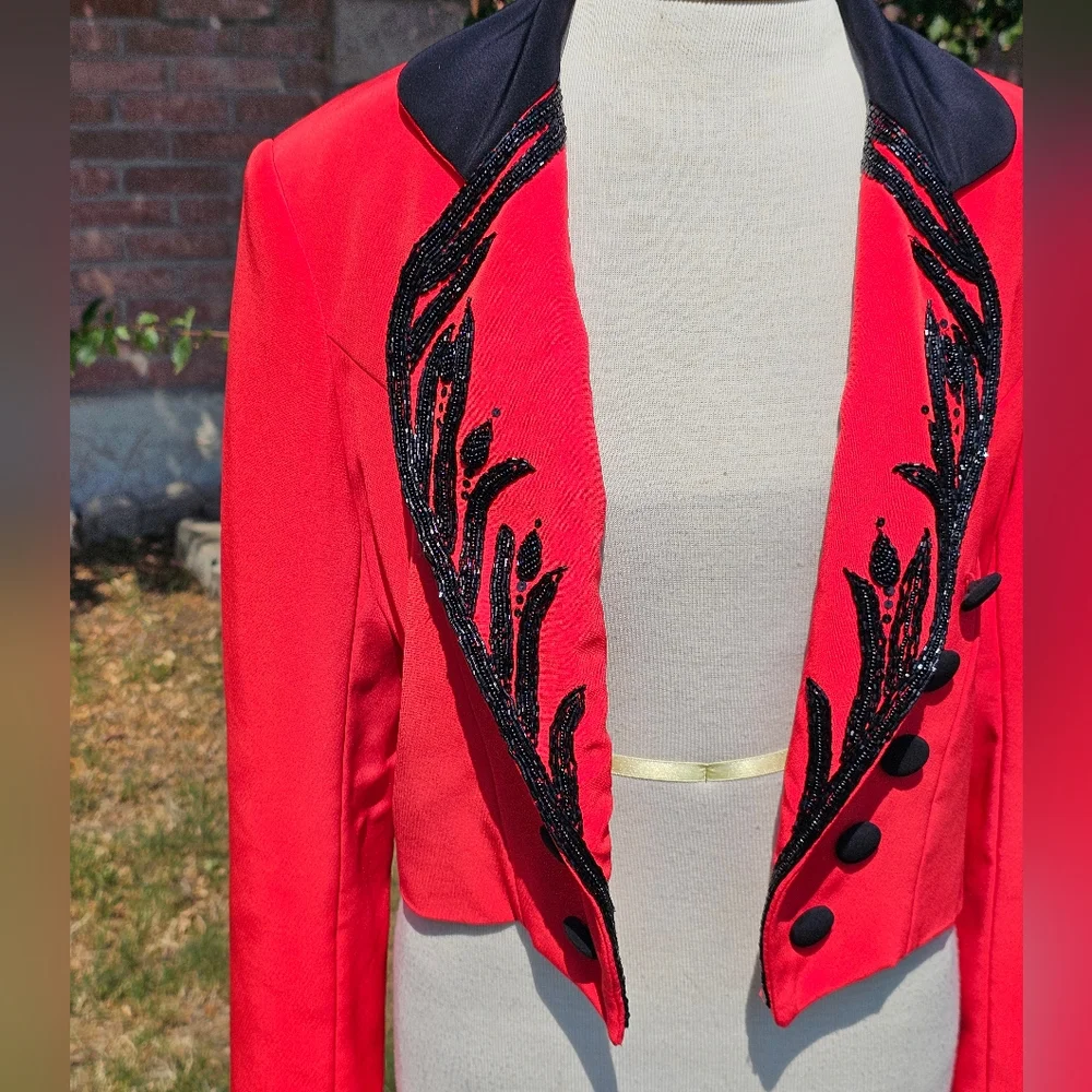 Bellissima Couture vtg. red beaded jacket - Picture 2 of 8